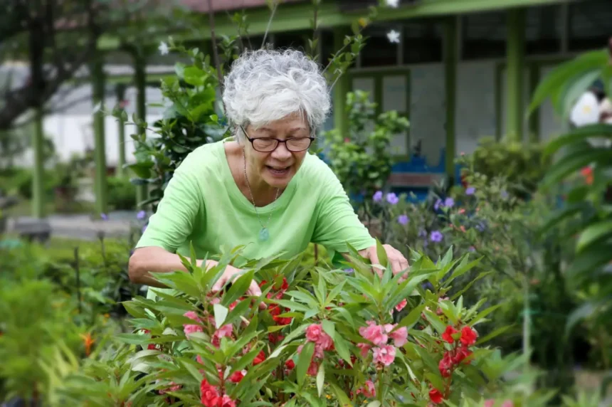 Older woman in the garden