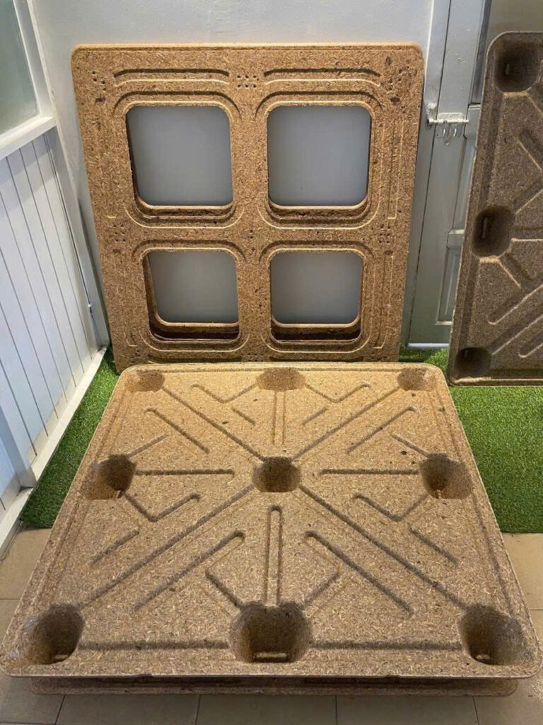 Photo of the innovative NetZero Pallet which is made from agricultural waste